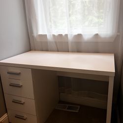 White Wooden 4 Drawer Desk