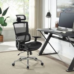 Berkley Jensen Ergonomic Mesh Office Chair With Headrest and Footrest - Black Brand New In Box 