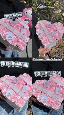 Ribbon Rose Box Bouquet 