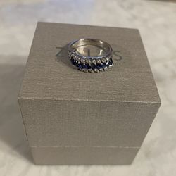 Zales 14 Karat White Gold 18 Diamond Sapphire Ring