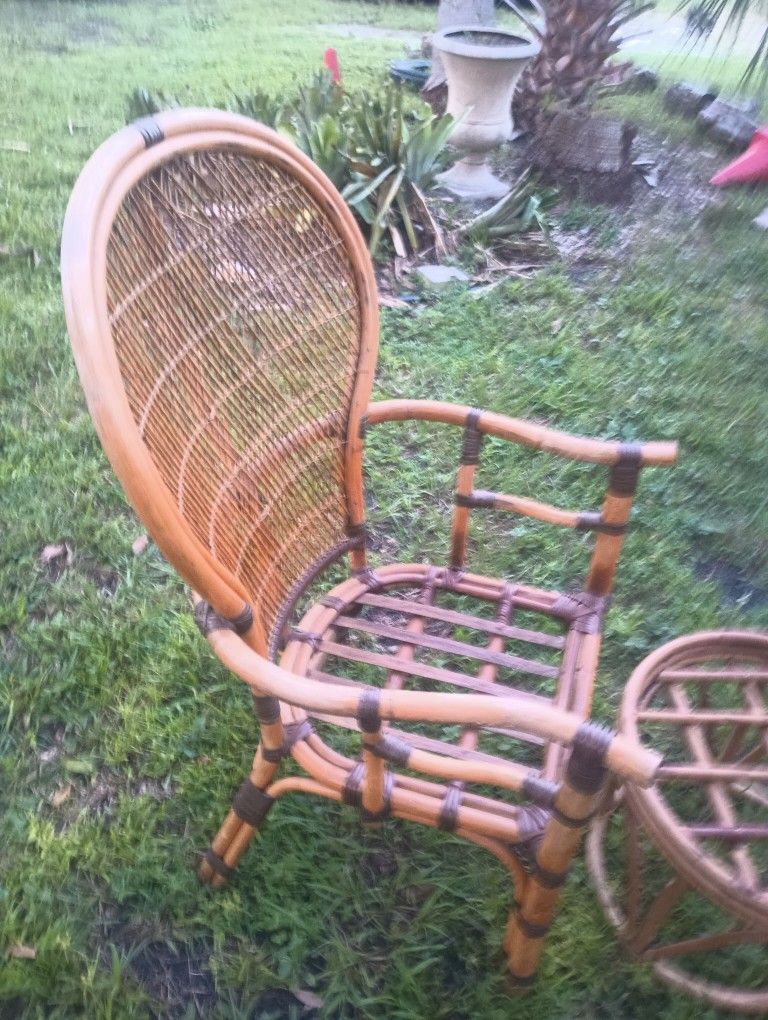 Wicker Chair An Ottoman