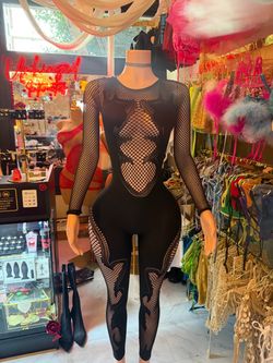 Black mesh body suit