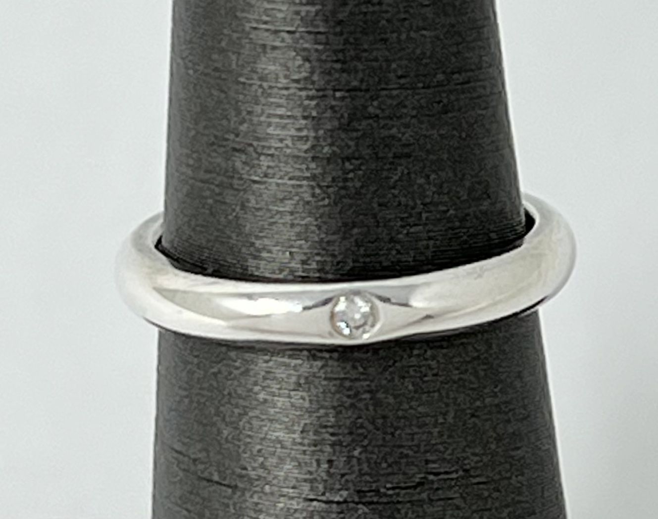 Tiffany & Co Elsa Peretti 925 Sterling Silver Diamond Stacking Band Ring Sz 5