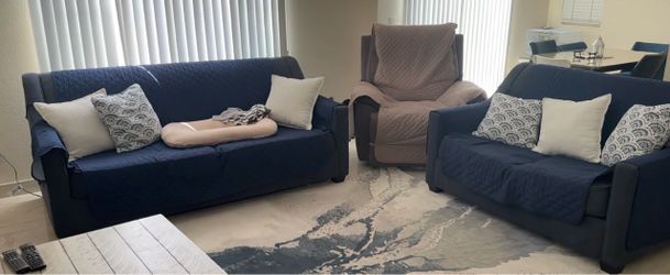 Navy Blue Sofa and Loveseat Set