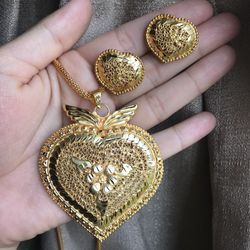 22k Gold Plated Jewellery Set Pedant Chain Indian Pakistani Bollywood Jewellery 