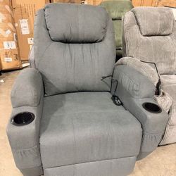Recliner, Modern Fabric Swaying with Massage, 360 Degree Rotating Single Sofa Seat with Drink Stand $150 