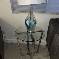  2 end tables Chrome like new 