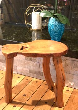 Rustic, solid cherry wood stool