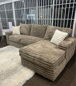 (CUSTOMIZABLE) Brand New Super Plush Mocha Sectional