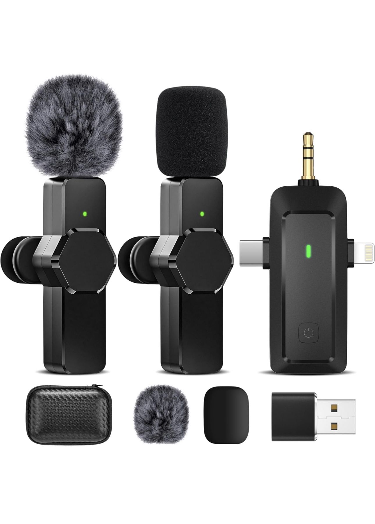 BRAND NEW 4 in 1 Wireless Lavalier Microphone for Multiple Devices With Storage Case