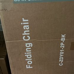 brand new 2 piece black leather padded folding chair