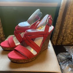 Red Wedge Sandals