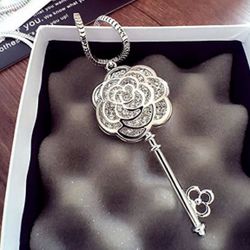 Flower Key Pendant long Necklace For Women 💥💥💥$15
