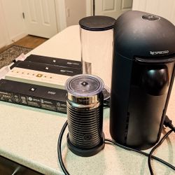 Nespresso VertuoPlus coffee machine with Nespresso Aeroccino milk frother