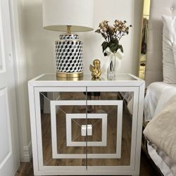 Mirrored White Nightstands Set Of 2 (Living Spaces)