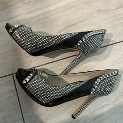 Michael Kors Studded Black And White Pumps/ Matching MK bag