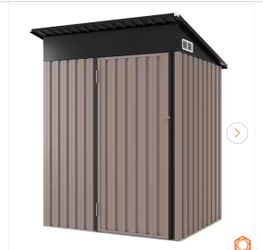 Outdoor 5 ft. W x 3 ft. D Metal Storage Shed with 2-Piece Shleves, Sloping Roof, Floor, Lockable Door