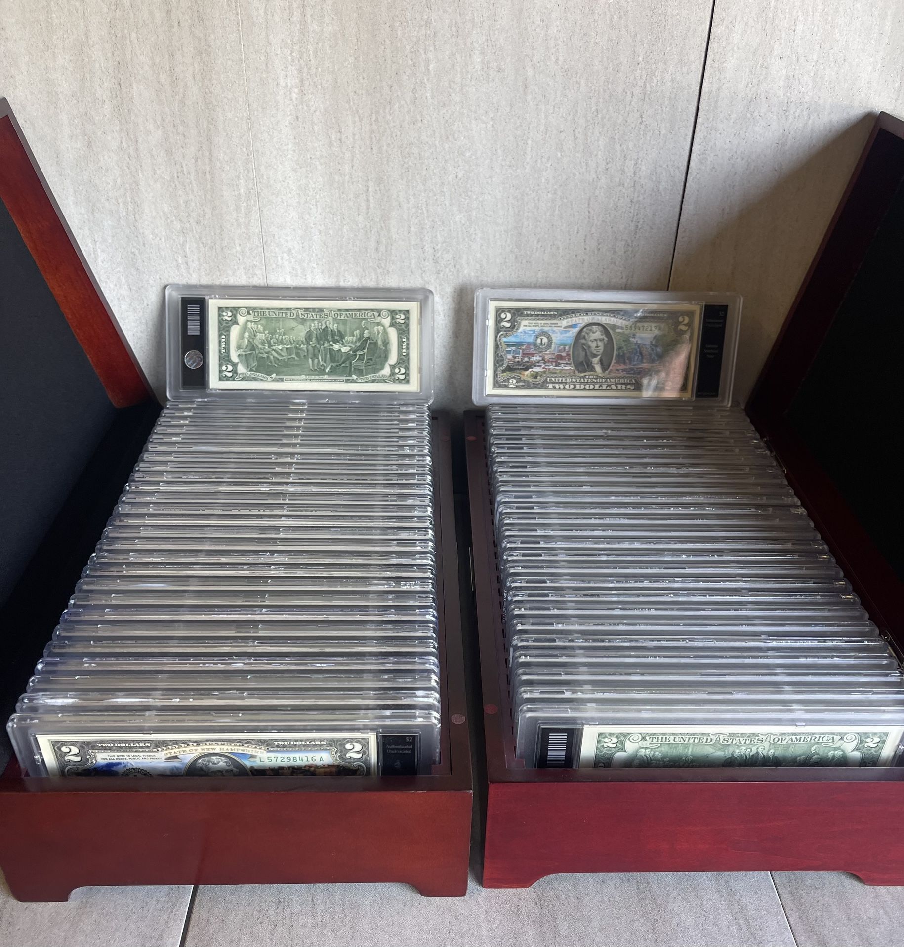 Two Dollar Bill Colorized States Limited Addition Currency Graded Plus 8 Territories Notes