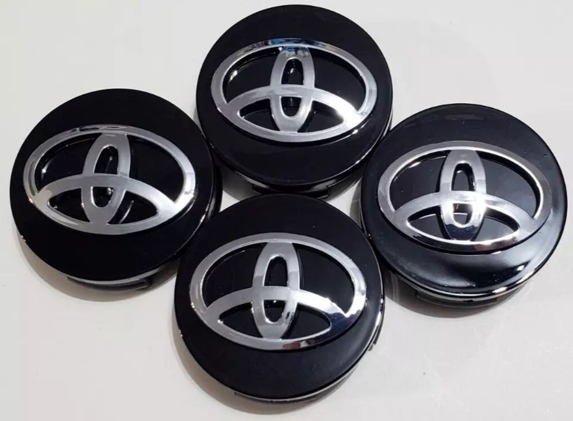 SET OF 4 TOYOTA WHEEL RIMS CENTER CAPS SILVER/CHROME LOGO 62MM