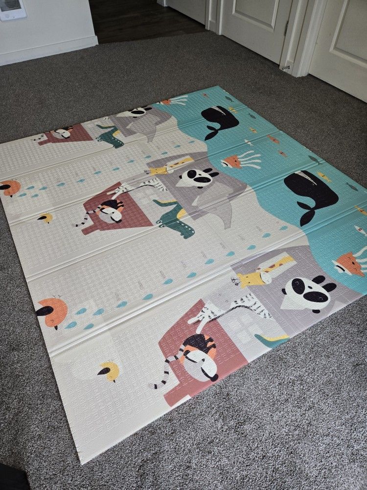 Foldable Baby Play Mat for Floor, 79x71 Extra Large Play Mat, Kids Non Toxic Foam Thick Play Mat for Baby, Waterproof & Anti-Slip Baby Crawling Mat