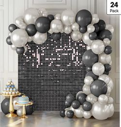 Shimmer Wall Backdrop Black Wall Panels 24Pcs