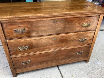 All wood dresser made during this period—ranging roughly from the late 1800s to the 1920s—original,it is 44 wide - 21.25deep-30.5 tall classic Americ