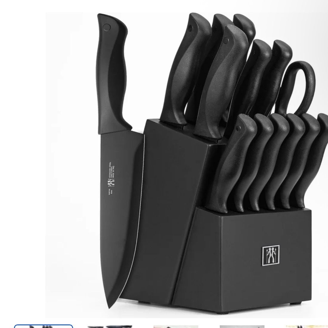 HUNTER.DUAL Knife Set, Dishwasher Safe Kitchen Knife Set with Block, 15 Pcs black