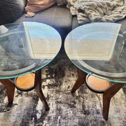 Two Glass End Tables