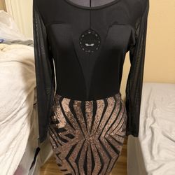 Black And Gold Sequin Dress