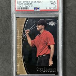 2001 Upper Deck Golf Tiger Woods Stat Leaders PSA 9 MINT