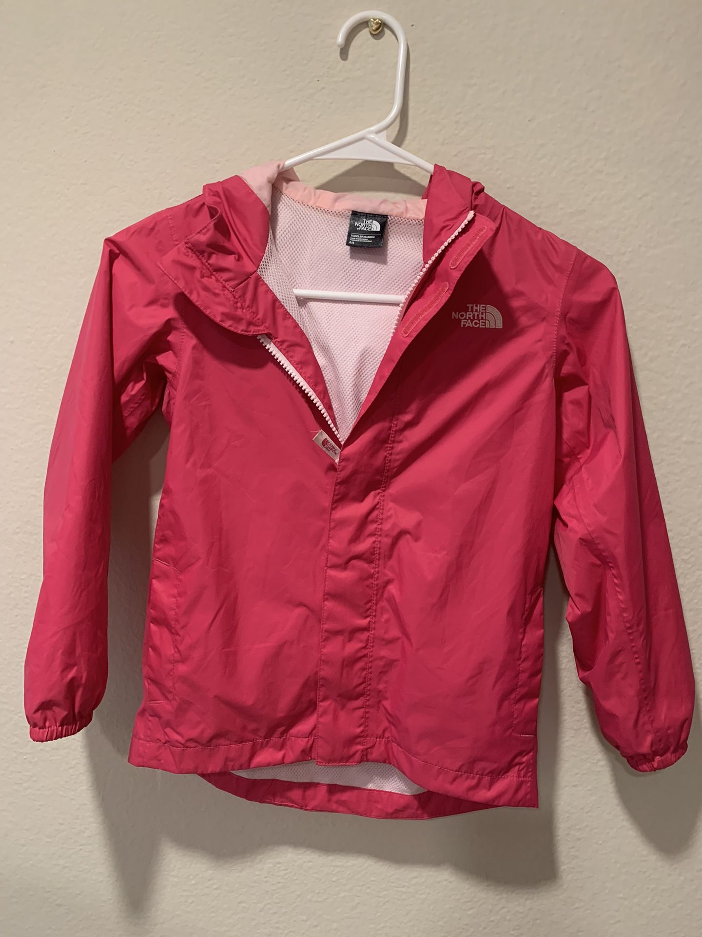 Girls Small 6t 6x North Face Pink Raincoat 
