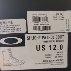 Black Oakley SI Light Patrol Boot Pair Size 12