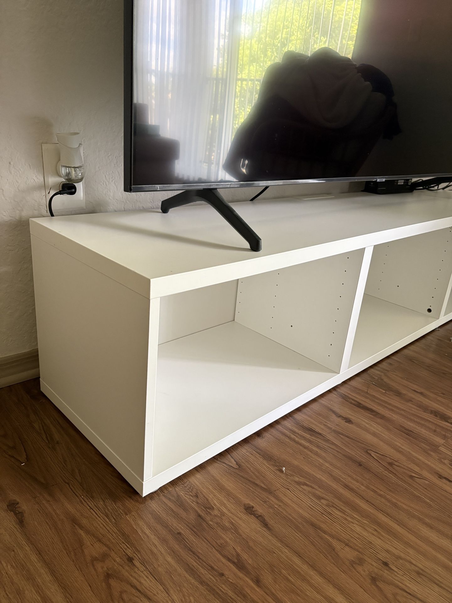 White TV Stand + Storage Doors