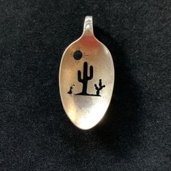 Beautiful Vintage Sterling Cutout Cactus Flower Spoon Pendant 