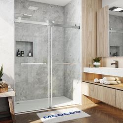 Frameless Shower Door, 44-48 in.W x 76 in.H Double Sliding Bathroom Shower Door,SD9002BN-48X76