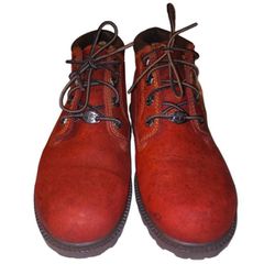 Timberland Boots Women's Red Leather Waterproof Size 6.5 Used PreOwned