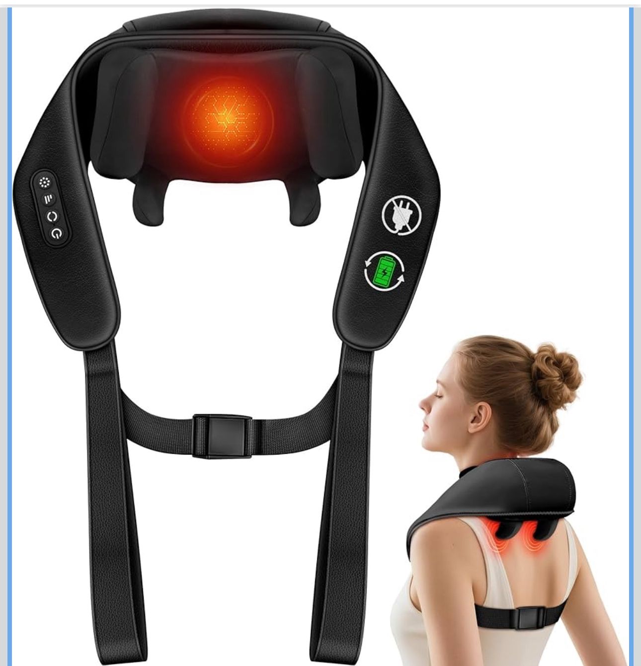 New-Shiatsu Neck and Back Massager, Shoulder Massager for Pain Relief Deep Tissue, Cordless 4D Deep Tissue Kneading Massage Pillow with Heat for Neck,