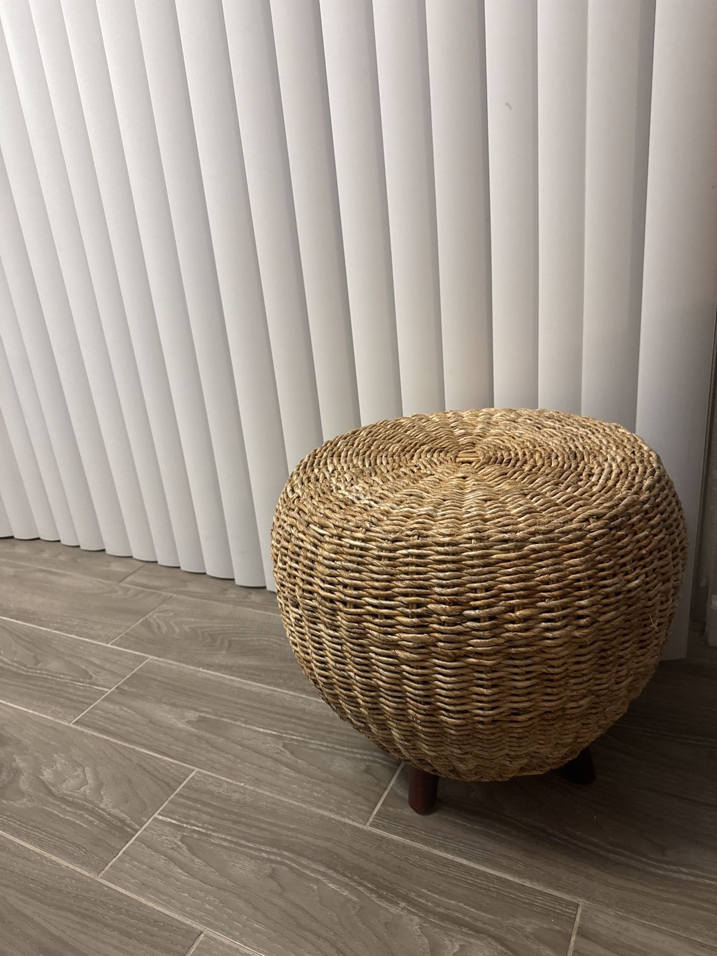Boho Woven Rattan Stool / Ottoman