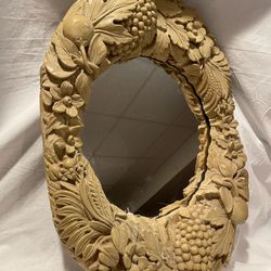 Vintage Gorgeous Gargoyles Studio carved fruit cream ornate 30” mirror retail >$600 