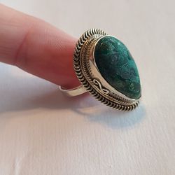 silver and jasper stone ring
