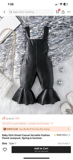 Black fox leather overall jumpsuit 18-24 Months