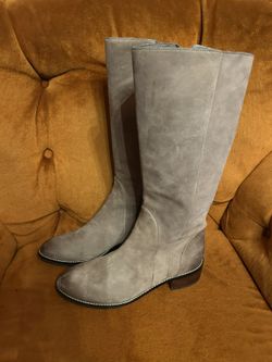 High Boots Cole Haan Nike Air  Distressed Gray/tan Leather Round Toe  10.5