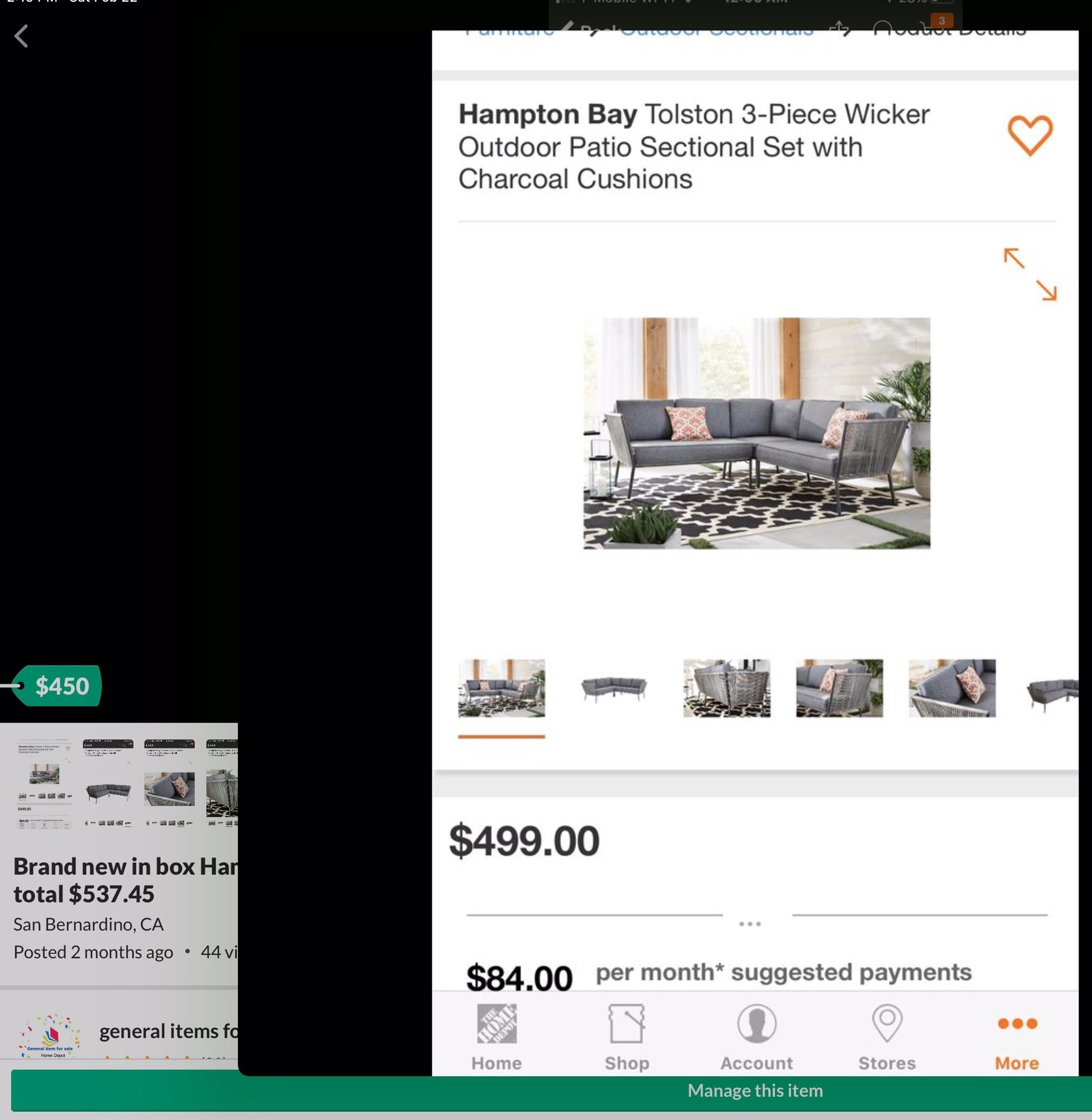 Brand new in box Hampton Bay Tolston 3Piece Wicker Outdoor Patio