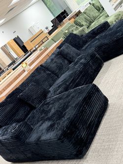 134” Oversized U-Shaped Sectional Sofa in Black with cup holder. ✅ Soft corduroy fabric ✅ Extra deep seating ✅ Plush cloud style comfort ✅ Built in c
