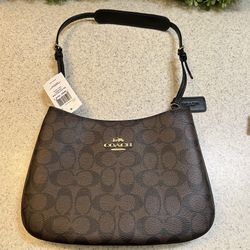Brand New Coach Shoulder-Bag Brown Leather With Logo HAS TAG