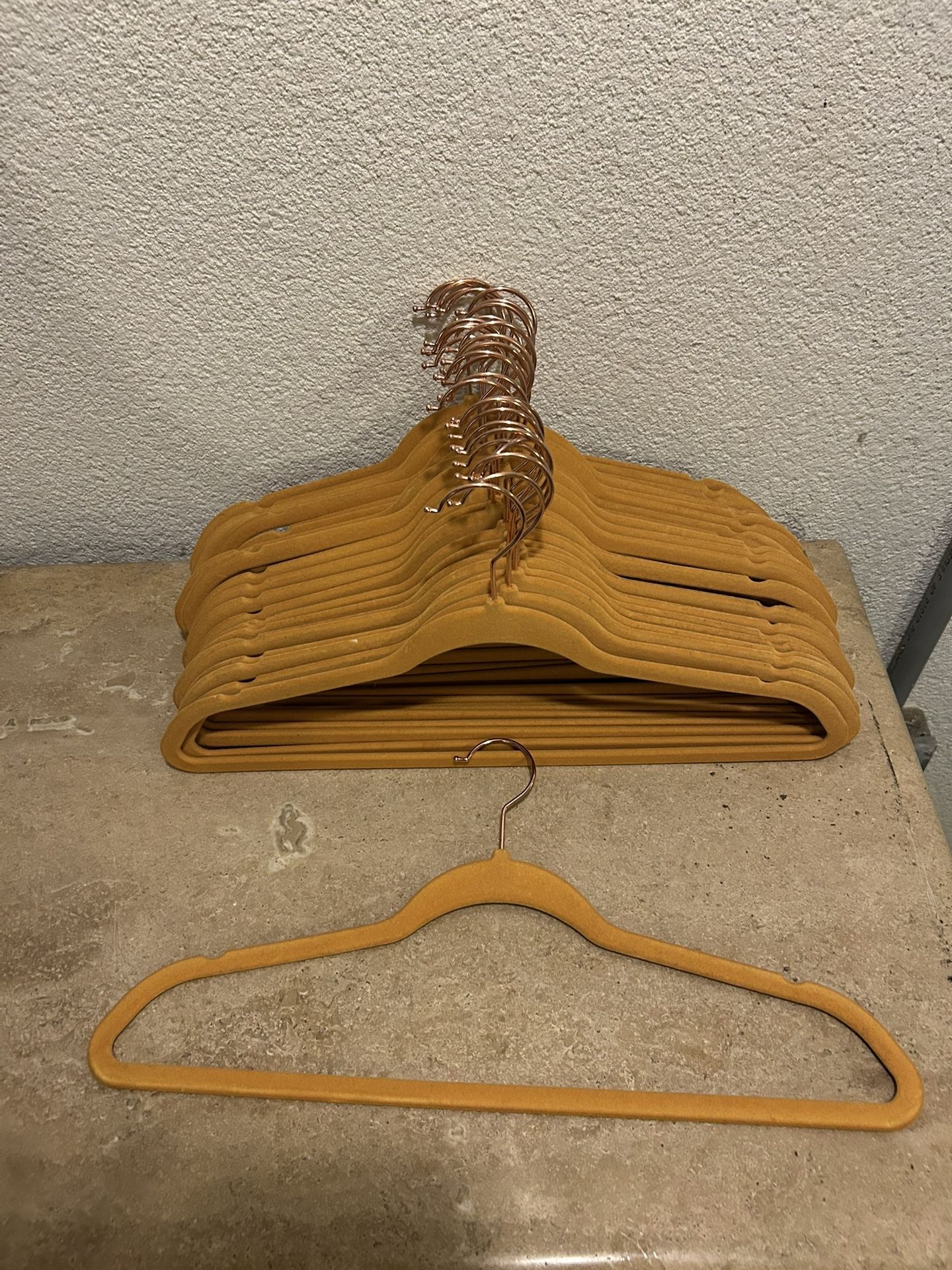 Slim, Velvet, Non-Slip Suit Clothes Hangers, Rose Gold - Pack of 30