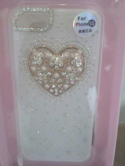 NEW PEARL HEART BLING IPHONE 5 CASE
