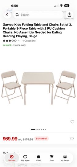 Garvee Kids Folding Table and Chairs Set