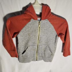 Old Navy Red and Gray Zip-Up Hoodie Sweatshirt