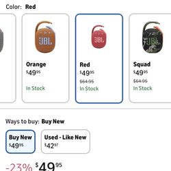 JBL Clip 4 - Portable Mini Bluetooth Speaker, big audio and punchy bass, integrated carabiner, IP67 waterproof and dustproof, 10 hours of playtime, sp